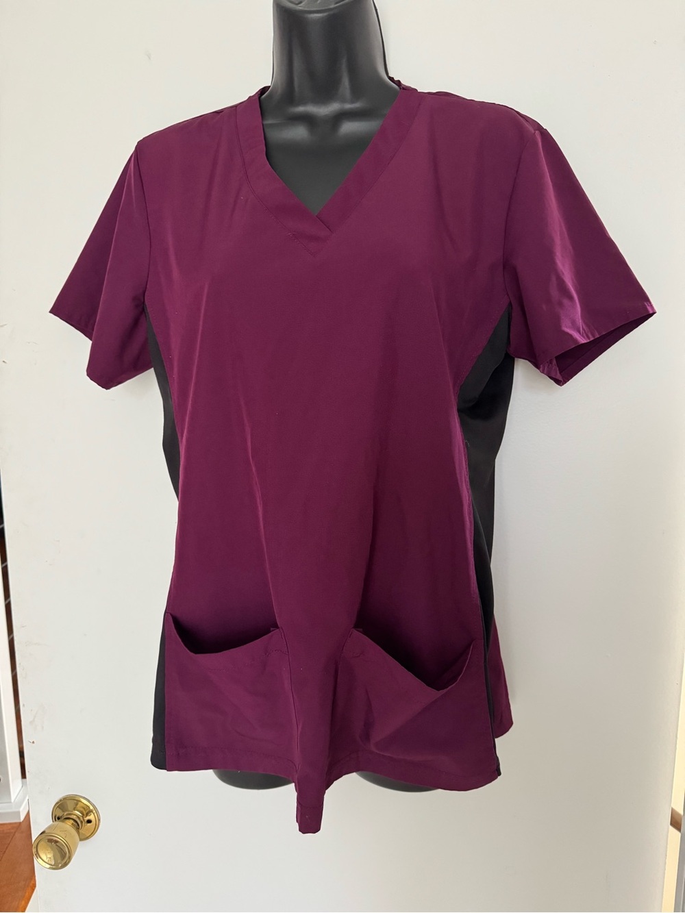 Women’s V-Neck Scrub Top in Deep Plum - Classic Workwear